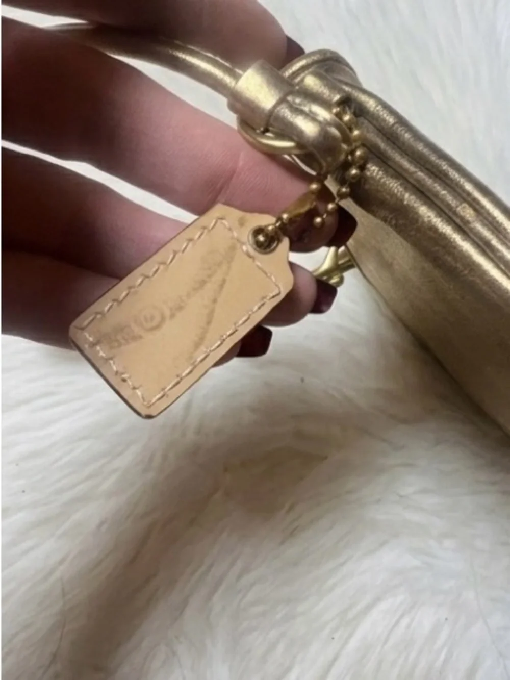 Coach Metallic Gold Leather Wristlet Clutch